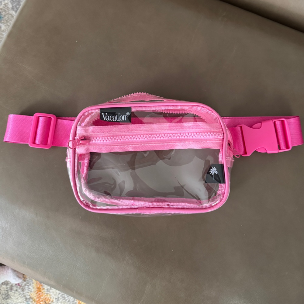 Pink Transparent Belt Bag with Adjustable Strap